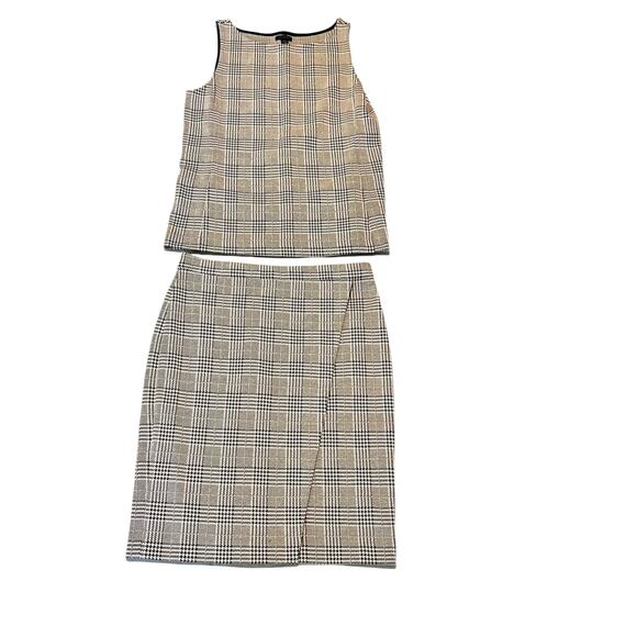 Ann Taylor Houndstooth Sleeve Top Faux Wrap Skirt Set Size S Small NEW - Picture 9 of 9